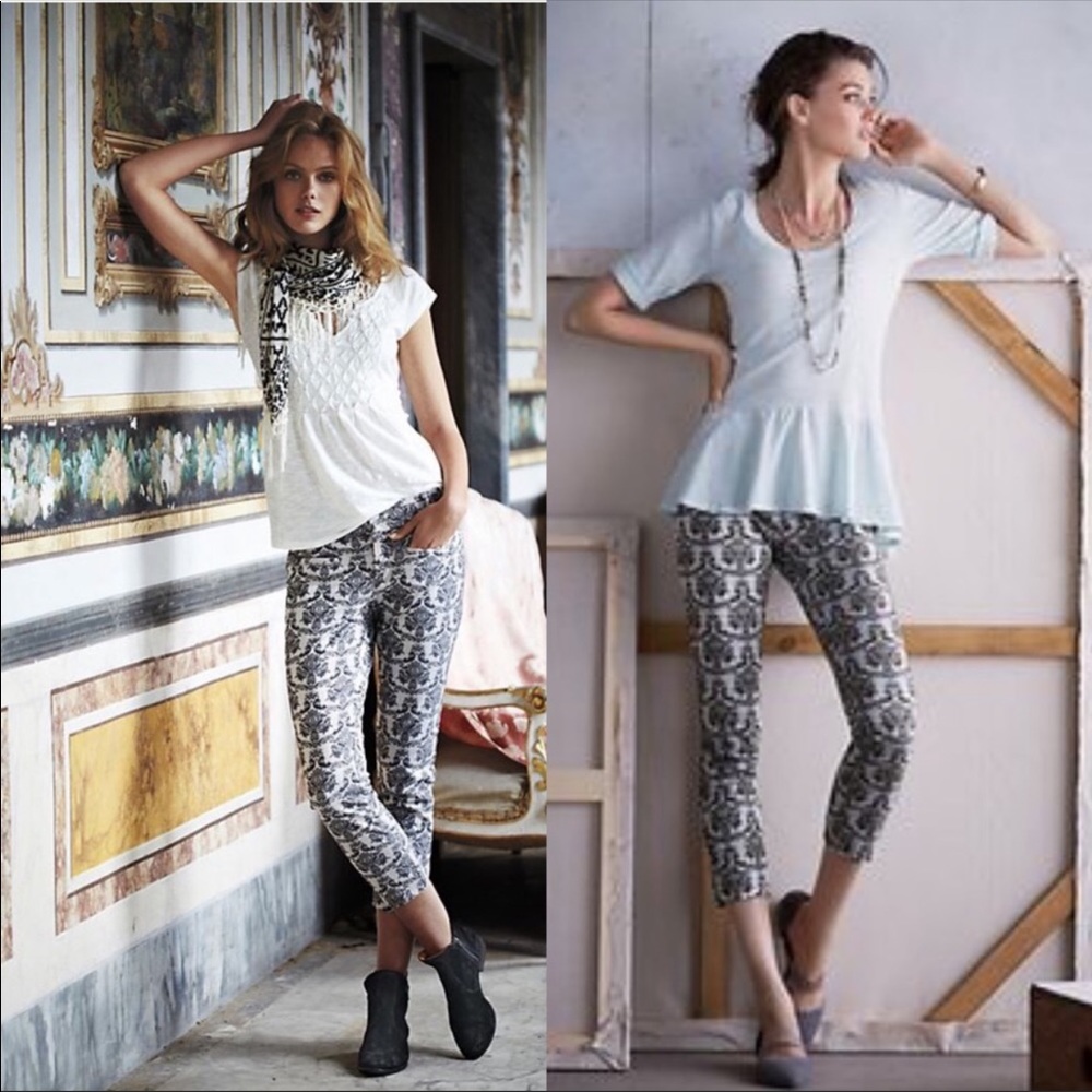 Anthropologie Cartonnier crop gray trousers 8